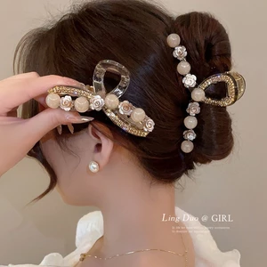 Thanh Lịch Hạt Camellia Lấy Kẹp Kích Thước Lớn Tóc Nhiều Nữ Đầu Lưng Cao Cấp Cuộn Tóc Cá Mập Kẹp Tóc Kẹp Tóc