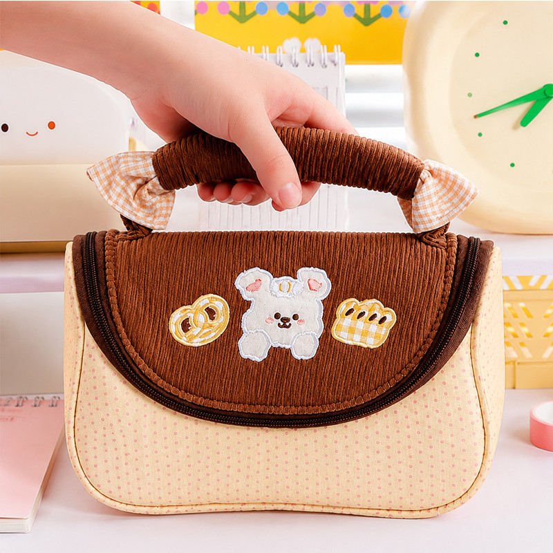 Túi đựng bút macaroon hoạt hình dễ thương, túi bút cầm tay dung tích lớn đựng bút tiện lợi