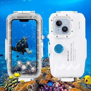Sẵn sàng giao hàng Vỏ lặn chống nước PULUZ 40m / 130ft cho iPhone 16 / 15 / 15 Pro / 14 / 14 Pro / 13 / 13 Pro / 12 / 12 Pro, với Video chụp ảnh van một chiều chụp ảnh dưới nước Hosin