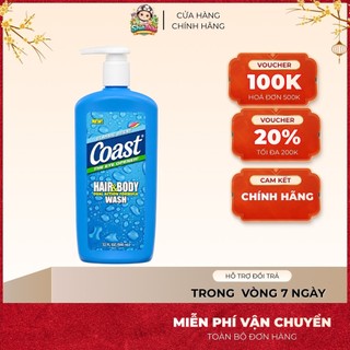 Sữa Tắm Gội dành cho Nam Coast Hair & Body Wash 532ML & 946ml của Mỹ