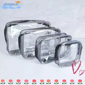 Túi du lịch EBINLANDS, Túi trang điểm trong suốt PVC, Túi giặt Zip dung tích lớn cầm tay Du lịch