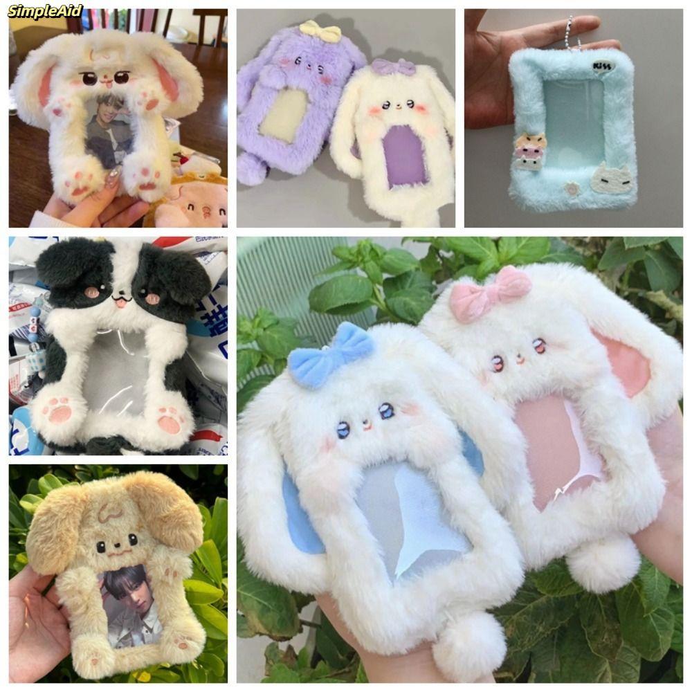 [Vận chuyển nhanh] Photocard SIMPLEAID, Hộp đựng thẻ ảnh sang trọng cho thỏ / chó / mèo, Phim hoạt hình đa chức năng thỏ tai lớn / Thẻ Collie viền dành cho học sinh