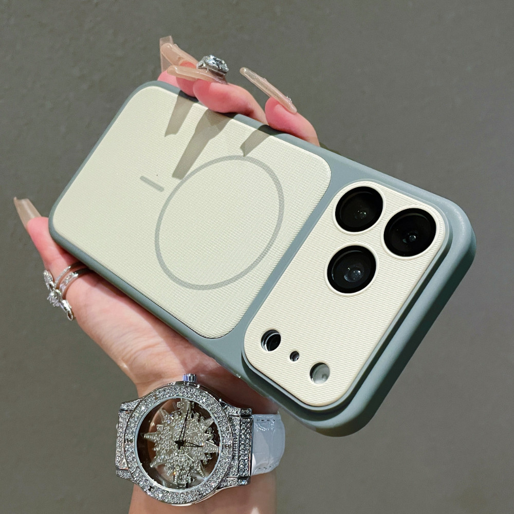 PC + TPU có màng ống kính Vỏ điện thoại từ tính cho iPhone 17 16 15 14 13 12 Pro Max 16 15 14 Plus Nút kết cấu mờ Bảo vệ chống rơi Vỏ thời trang đơn giản