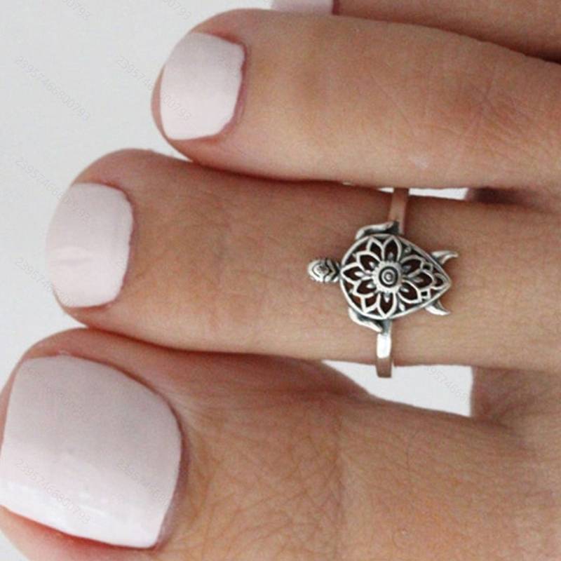 [Mèo con] Rùa Biển Có Thể Điều Chỉnh Mở Chân Nhẫn Dành Cho Nữ Boho Đi Biển Thời Trang Ngón Chân Mặc Trang Sức Phụ Kiện Mới