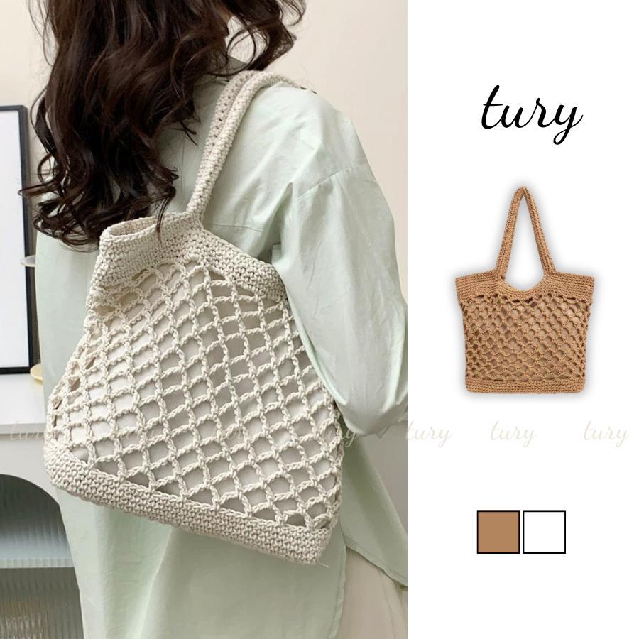 Túi Cói Nữ - Tury - Túi Cói Đan Lưới Dệt Kim Phong Cách Đi Biển Mùa Hè - TC010