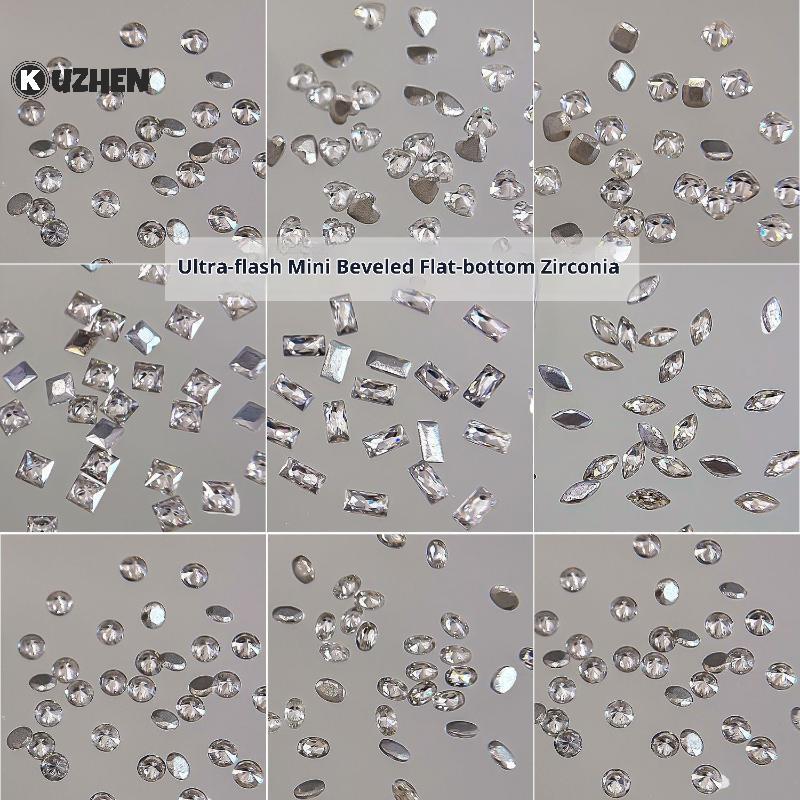 KUZHEN Hỗn Hợp Zircon Móng Tay Kim Cương Giả Sáng Bóng, Đá Quý Thủy Tinh Trang Trí Quyến Rũ DIY Làm Móng Tay Nghệ Thuật HOT