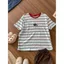 Áo thun ngắn tay thêu chim cánh cụt sọc đầy màu sắc cổ điển Nhật Bản dành cho nữ Màu sắc tương phản nhiều màu sắc Cặp đôi Amino hàng đầu thông thường