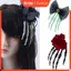KIN Gothic Skeleton Tay Phụ Kiện Tóc Với Ren Hoa Hồng Chi Tiết Kẹp Tóc Halloween
