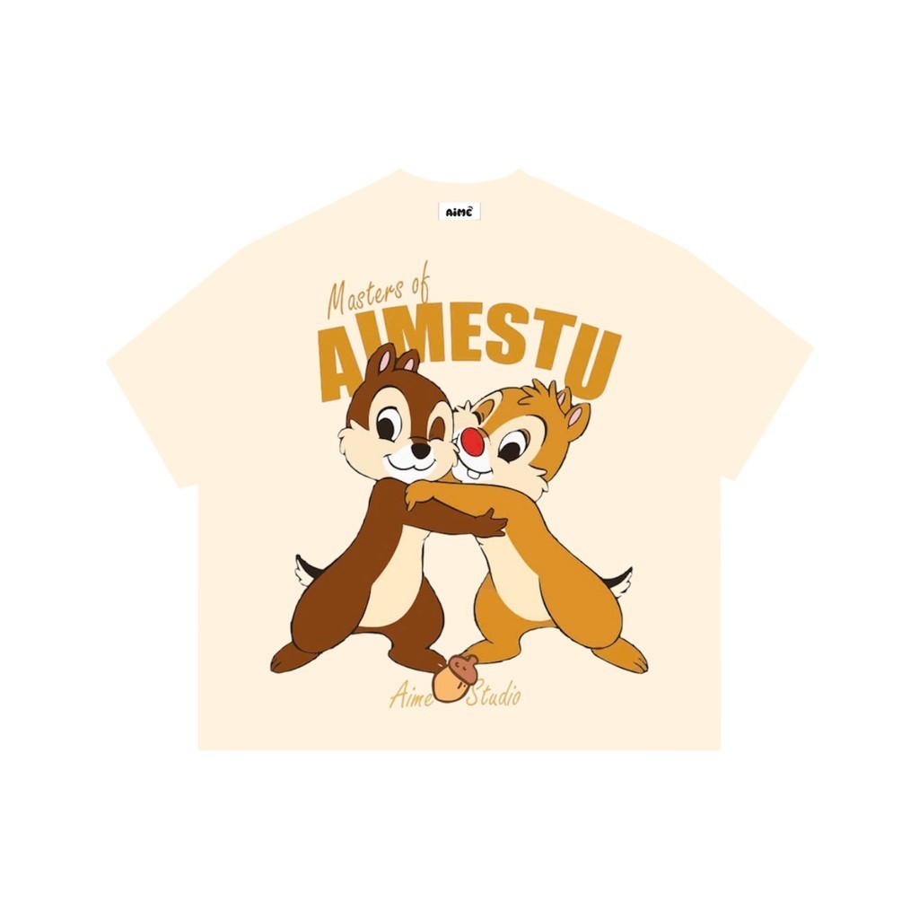 （Giao hàng 24h）Angela Áo Thun Nam Nữ Form Rộng Tay Ngắn Cotton Cổ TrònHoạt Hình "SÓC CHIP DALE" Hot Trend Local Brand
