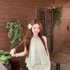 Phong Cách Nhẹ Nhàng Sang Trọng Không Tay Top Nữ Mùa Hè Nấm Cạnh Dây Cổ Phiên Bản Không Đều Rời Ôm Hơn Nhìn Sang Trọng Niche Phù Hợp Với Áo Vest