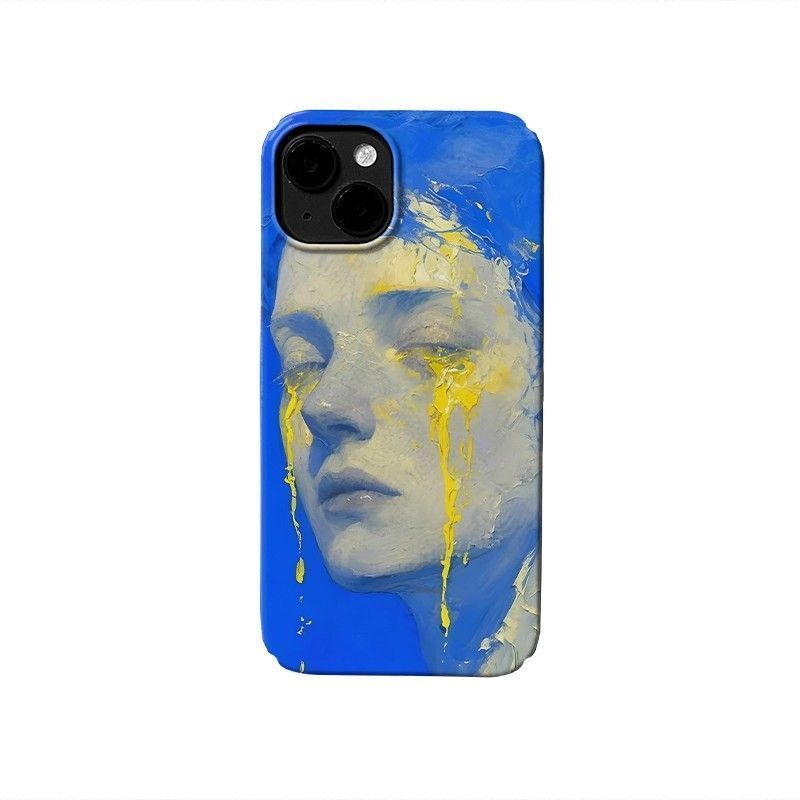 Ốp Điện Thoại QYJS Nước Mắt Tranh Sơn Dầu Thích Hợp Cho IPhone 15 14 13 ProMax 11 12 Pro XR XSMAX 16 E 17 AIR 7 8 PLUS Phim Vỏ Cứng Bóng Giá Trị Cao