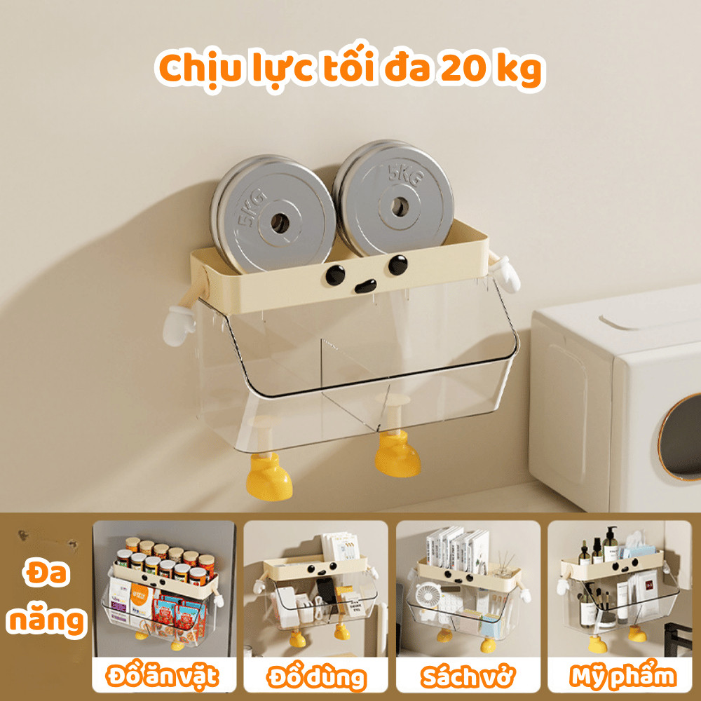 Kệ Đựng Gia Vị, Mỹ Phẩm Treo Tường Không Khoan Đục DINO , Kệ Để Đồ Đa Năng Dễ Thương Chịu Lực Tốt