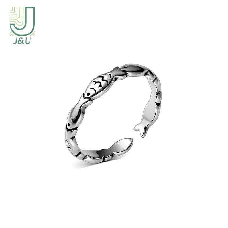J&amp;U Nhẫn Điều Chỉnh Màu Bạc Cá Tính - Quà Tặng Ngày Lễ Tình Nhân Cho Người Yêu