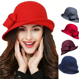 NCE Vintage Cloche Fedora Cap, Thiết kế cổ điển Mũ len nỉ phong cách cổ điển, Mũ lưỡi trai thanh lịch có nơ trang trí hình dạng thanh lịch Mũ bát đĩa nữ thời trang nữ