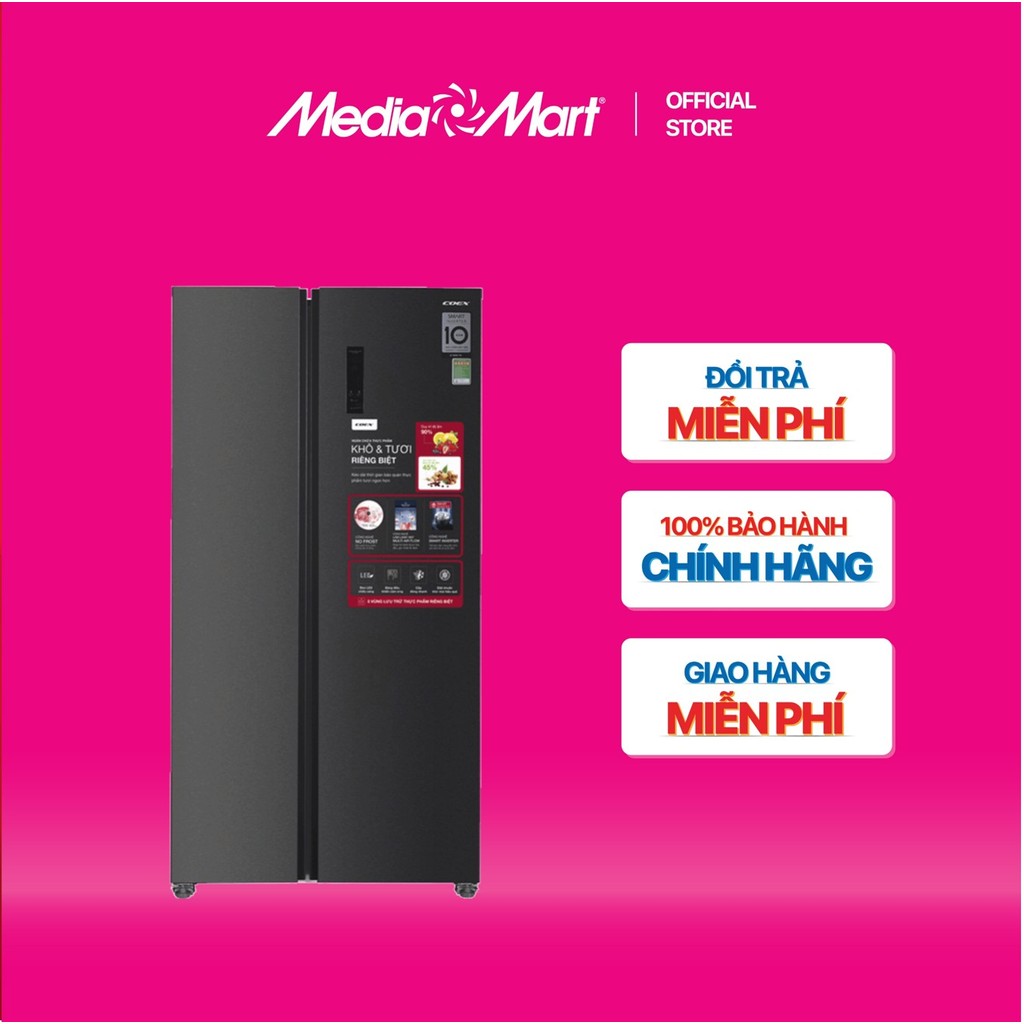 [MEDIAMART] - Tủ lạnh Side by side Inverter 442L COEX RS-4005MIB (Inox đen) - FREESHIP,Bảohànhchínhhãng