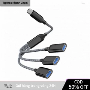 【COD】Cáp chia 1 cổng Type C ra 3 USB, hỗ trợ sạc 10W - Giải pháp kết nối đa thiết bị trên ô tô, dành cho camera hành trì