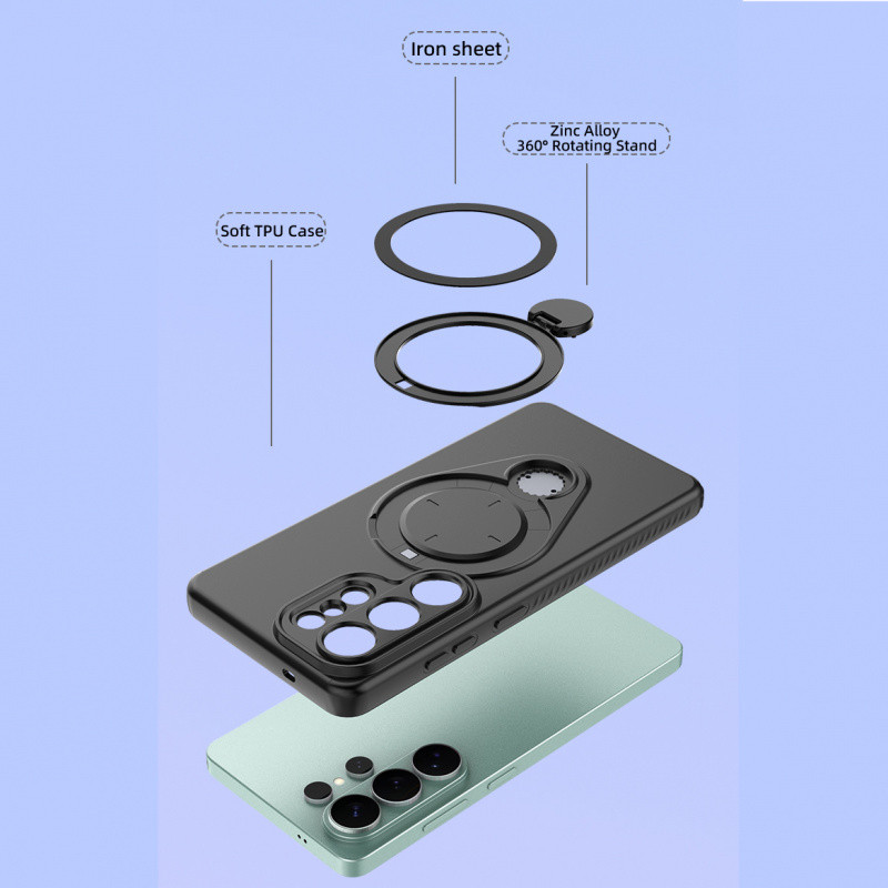 Xoay Thẳng Đứng Giá Đỡ Từ Tính Ốp Lưng Điện Thoại Samsung Galaxy S26 Plus Ultra Bốn Góc Chống Rơi Nút Độc Lập Vỏ TPU Mềm