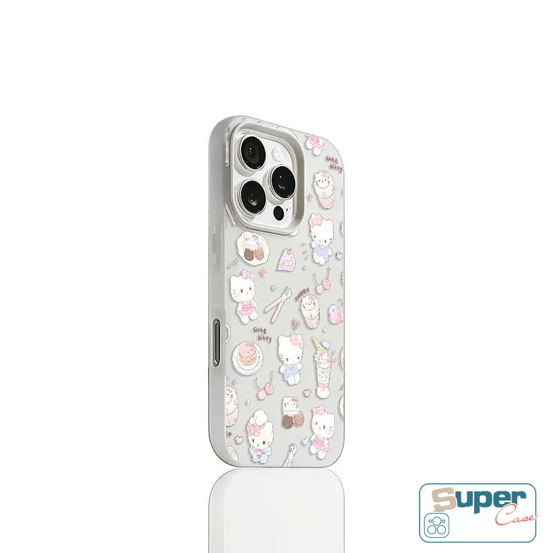 Ốp Lưng Tương Thích Cho IPhone 15 17 16 11 13 14 12 Pro Max 17 15 16 Pro Air 7Plus XR X XS Max Thời Trang Ngọt Ngào Dễ Thương Hello Kitty Món Tráng Miệng Silicon Mới 2 in1