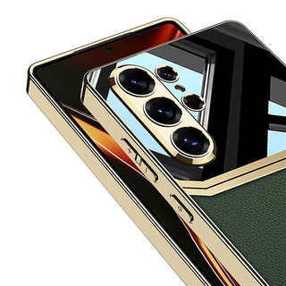 Ốp lưng da hai màu mạ điện Funda cho Samsung Galaxy s26 S25 S24 S23 Ultra Ốp lưng bảo vệ Camera