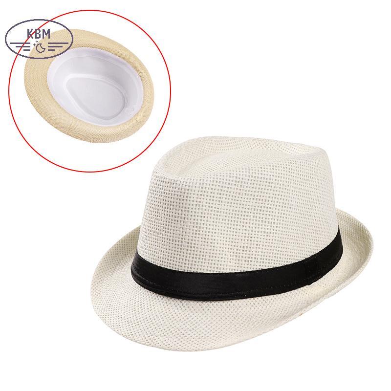 KBM Unisex Mũ Nam Nữ Fedora Trilby Rộng Vành Rơm Mũ Đi Biển Mặt Trời Quý Ông Adlut FSSG