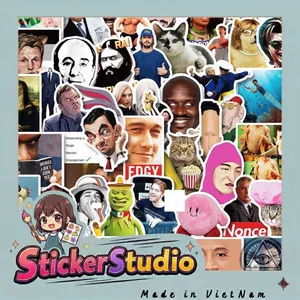 Set 50 Sticker Meme Cute Hài Hước Chống Nước Dán Mũ Bảo Hiểm Laptop Ván Trượt