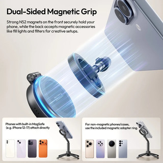 Ulanzı MT71 2 in1 Từ Mini Selfie Stick Để Bàn Chân Đế Cho Iphone 17 16 15 Pro Max Android 180° Có thể điều chỉnh cho Vlog