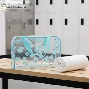 Cheenm 1 Cái Dụng Cụ Sắp Xếp Mỹ Phẩm Di Động Dung Tích Lớn Trong Suốt PVC In Hình Túi Vệ Sinh Du Lịch Vệ Sinh Trang Điểm Túi VN