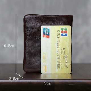 Phong Cách Mới Lớp Đầu Tiên Da Bò Nam Da Thật Ví Gấp Ngắn Đựng Thẻ Đơn Giản Retro