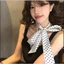 Mới 1 Nhẹ Đen Trắng Chấm Bi Khăn Lụa Mùa Hè Khăn Cổ Cho Nữ Hàng Ngày