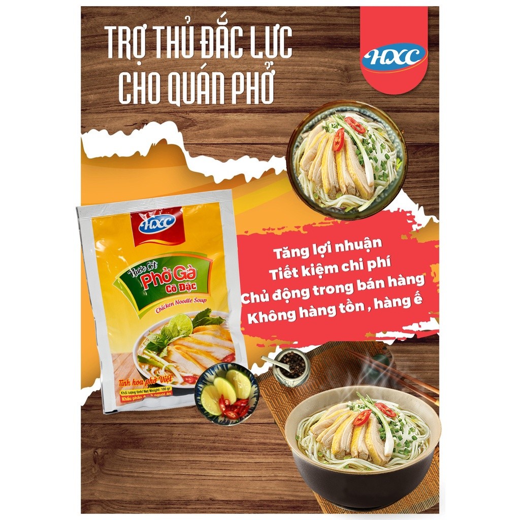 Gói Cốt Phở Gà Cô Đặc HXC 100g tươi ngon, chuẩn vị, an toàn, không cần nêm nếm