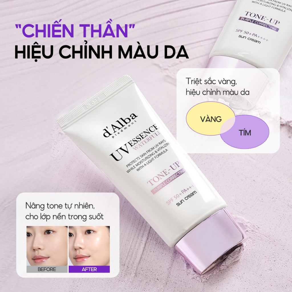 Kem Chống Nắng Nâng Tông Tím 50ml – Bảo Vệ UV, Hiệu Ứng Da Sáng Hồng Tự Nhiên