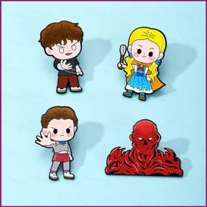 YT4 Stranger Things Mike Eleven Vecna Will Byers Phim hoạt hình hợp kim kẽm quần áo trâm cài phim hàng hóa