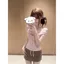 Áo một vai màu hồng nhẹ nhàng kiểu Pháp dành cho nữ Ren nơ có dây buộc Slim-Fit Slimmer Look Sweet Girl All-