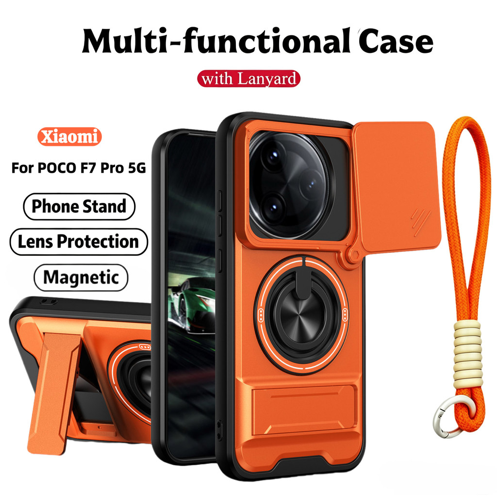Ốp Điện Thoại Đa Năng Sang Trọng Thích Hợp Cho Xiaomi Poco F7 Pro F7 Ultra 5G Dây 360°Giá đỡ vòng có vỏ máy ảnh Vỏ bảo vệ toàn diện chống sốc