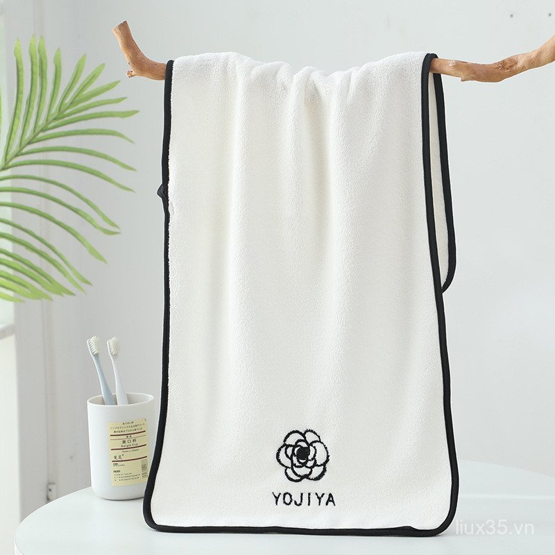 LXY Khăn Tắm Lông Cừu San Hô Bộ 4 Món Thấm Hút Nhanh Khô, Áo Choàng Gia Đình Phong Cách Camellia