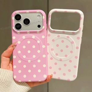 Ốp điện thoại mềm hình chấm hồng từ tính cho iPhone 17 Pro Max 16 15 14 13 Vỏ bảo vệ chống sốc
