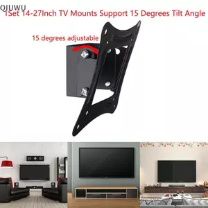 QIUWU 1 Bộ Giá đỡ TV 14-27Inch Màn hình LED LCD Giá treo tường Braet Bảng điều khiển phẳng cố định Khung TV Hỗ trợ góc nghiêng 15 độ w / Vít.