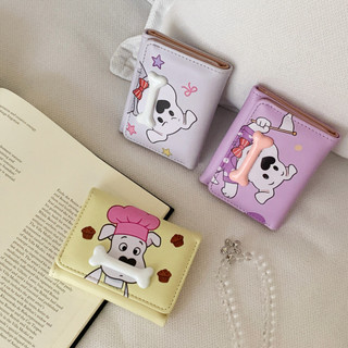 Ví in xương chó con dễ thương Da PU bền bỉ Dung tích lớn Hộp đựng thẻ nhiều tiền mặt Ví đựng tiền xu