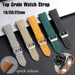 Top Grain Da Thật Chính Hãng Dây Đeo Đồng Hồ 18mm 20mm 22mm Lưới Phát Hành Nhanh Dây Đồng Hồ Thông Minh Handmade Khâu Da Bắp Chân Vòng Tay Dành Cho Nam Nữ