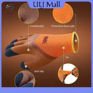 ULJ Winter Thiêned Và Nhung Lốp Cao Su Chống Mài Mòn Chống Trượt Công Trường Xây Dựng Găng Tay Bảo Hộ Lao Động Găng Tay Xây Dựng.