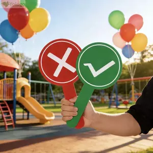 YOLOGO Yes No Paddles, Thẻ chấm điểm tay hai mặt bên chính xác, Công cụ giữ thẻ thú vị Mặt không chính xác Mái chèo bầu cử dành cho khán giả màu đỏ-màu xanh lá cây Thẩm phán gia đình