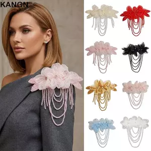 KANGN 1 Đề Can May DIY, Miếng Dán Hoa Voan Pha Lê Tua Rua, Miếng Dán Thêu Trang Trí Đính Hạt Thời Trang Có Thể Tháo Rời