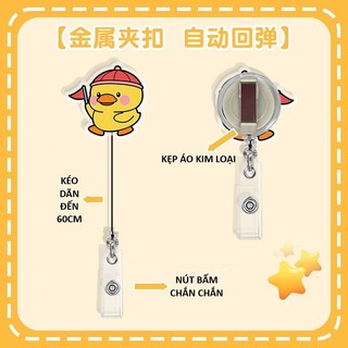 Móc - Kẹp bảng tên HSSV, nhân viên có thể kéo dãn - yoyo nhựa acrylic họa tiết vịt vàng M19