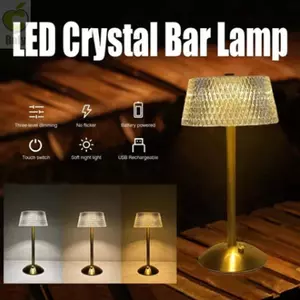 Đèn bàn cảm ứng Led ROLY, Đèn ngủ pha lê có thể điều chỉnh độ sáng 3 màu, Quà tặng sáng tạo Đèn bàn điều khiển cảm ứng có thể sạc lại USB