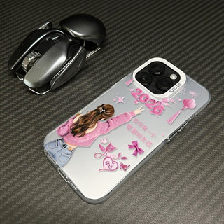 2026 Lucky Girl Thích hợp cho iPhone 17 Pro 16 ProMax XSMax 8plus 13 Pro 15 XR 11 Pro Max 12 ProMax 14 17 ProMax Ốp điện thoại di động chống sốc cạnh mềm mờ