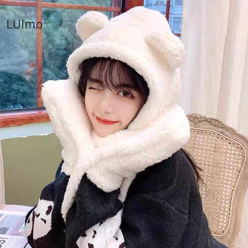 LUImo Bộ Mũ Tai Khăn Găng Tay Dày Cho Nữ, Ấm Áp Chống Gió Mùa Đông