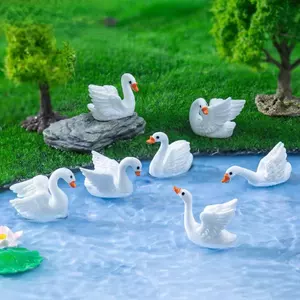 Sáng Tạo Mô Phỏng Thiên Nga Trắng Búp Bê Làm Vườn Trang Trí Rêu Micro Phong Cảnh Mini Để Bàn Trang Trí DIY Phụ Kiện Trang Trí