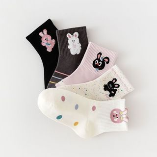 Tất hoạt hình cho bé gái – Cotton mềm thoáng khí, họa tiết thỏ dễ thương, mang đi học cực xinh