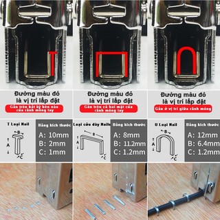 Tặng kèm 600 hoặc 800 đinh，Súng bắn ghim đa năng, Kìm bắn đinh ghim cầm tay 3 trong 1 có tăng lực,cỡ 4-14 mm