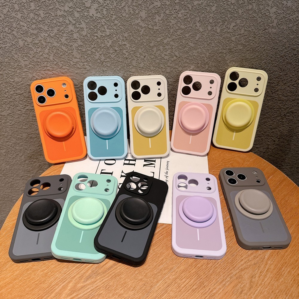 Từ Tính Có Thể Tháo Rời Chân Đế Lỗ Chính Xác Ốp Lưng Điện Thoại iPhone 17 16 15 Pro Max Có Nút Bảo Vệ Vỏ Macaron Thời Trang Chống Sốc